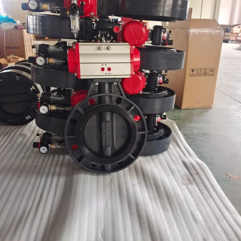 UPVC pneumatic butterfly valve, plastic 50-300