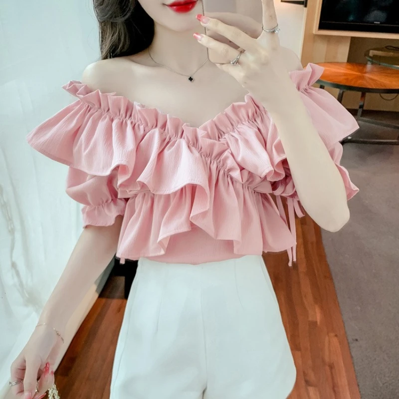 

Новая летняя женская шифоновая блузка 2026 года во французском стиле: элегантный, нежный, стройнящий топ в стиле Pure Desire