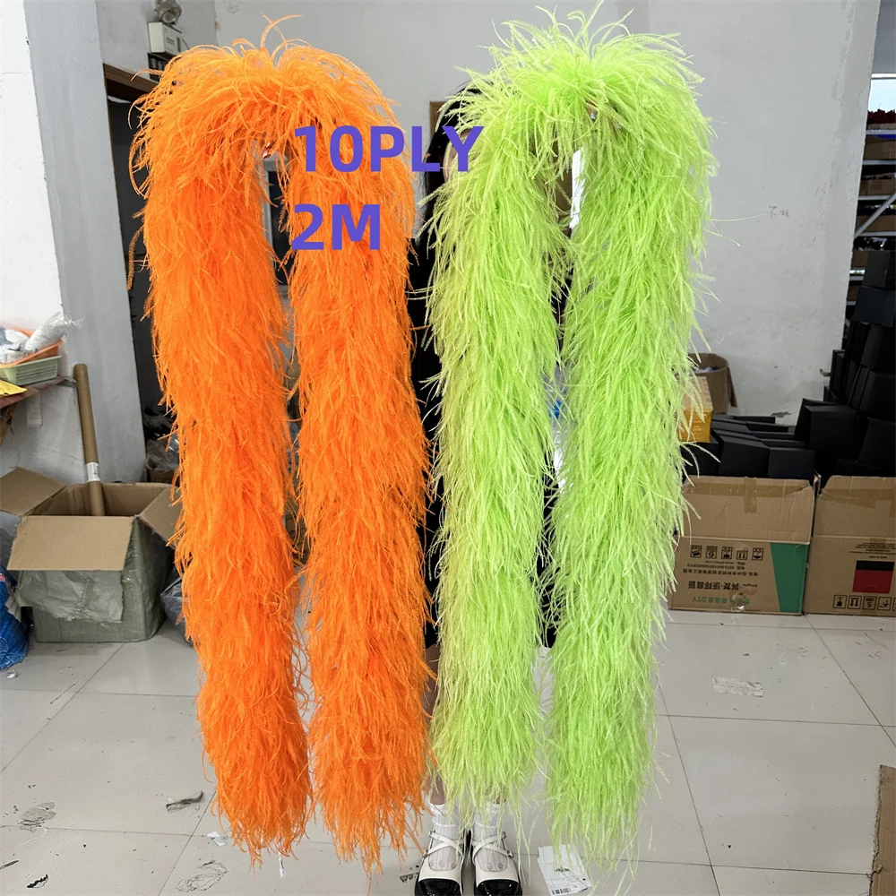 

Customized 10 to 20ply Ostrich Feather Boa Fluffy Boa Clothes in sewing edge Handmade Dress Decoration ostrich feather boa 10ply