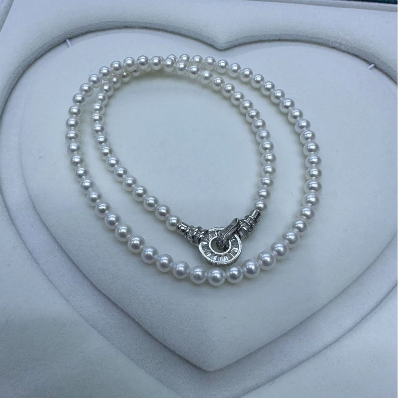 New natural freshwater pearl necklace with effect, virtually, 4.5-5mm round pearls