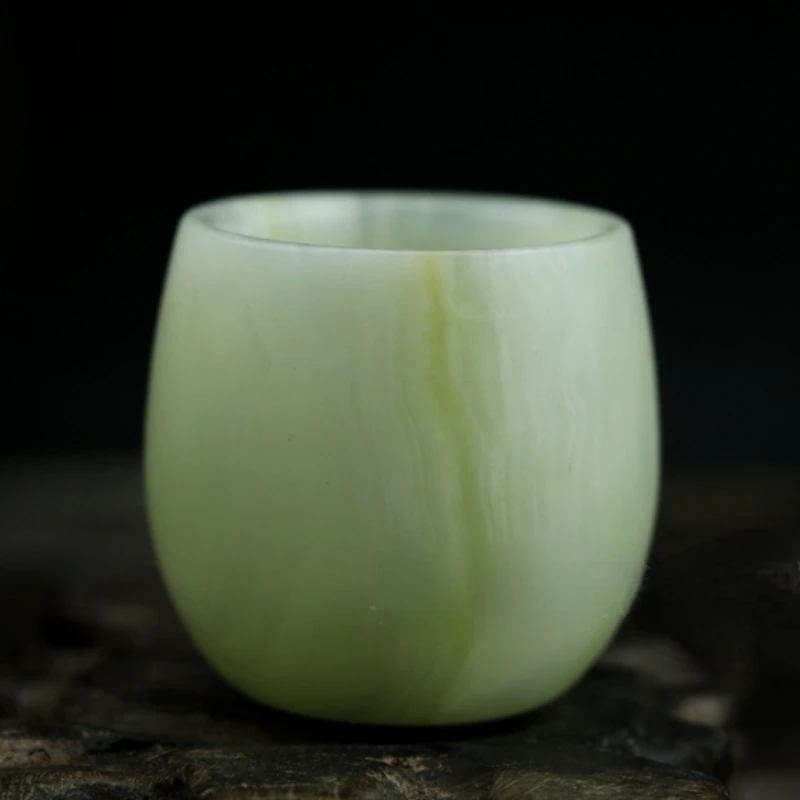 

Retro Chinese natural jade glass wrapped in silk jade glass home drinking Palace antique jade cup single cup