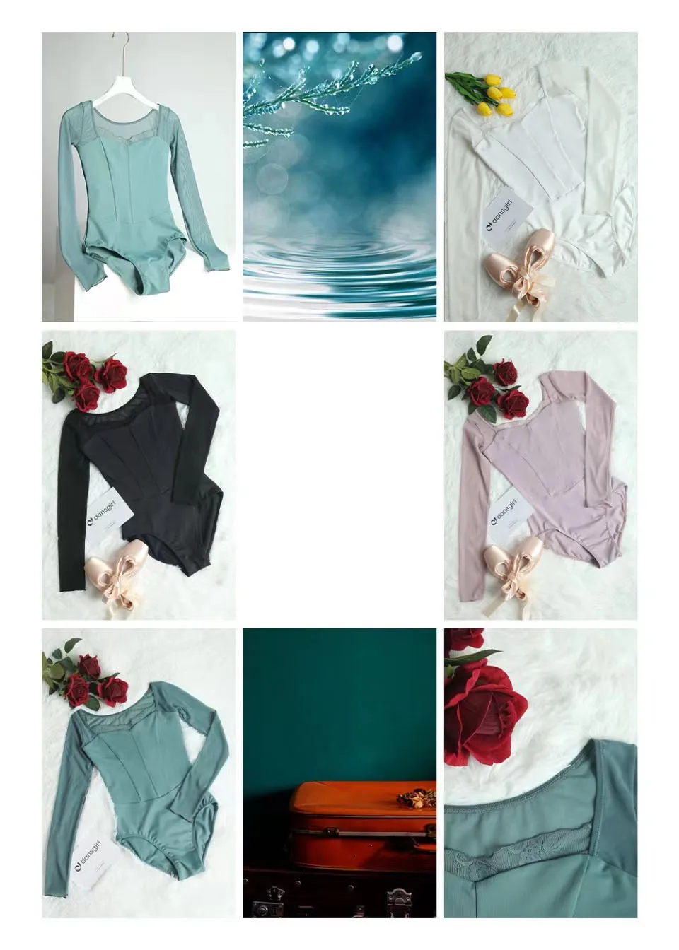 Neues Ballett-Tanzleotard Gymnastik-Kostüm mit Spitzenkragen Taillenlange Ärmel Bodysuit Gymnastik-Performance Erwachsenen-Yoga-Kostüm – Detail 14