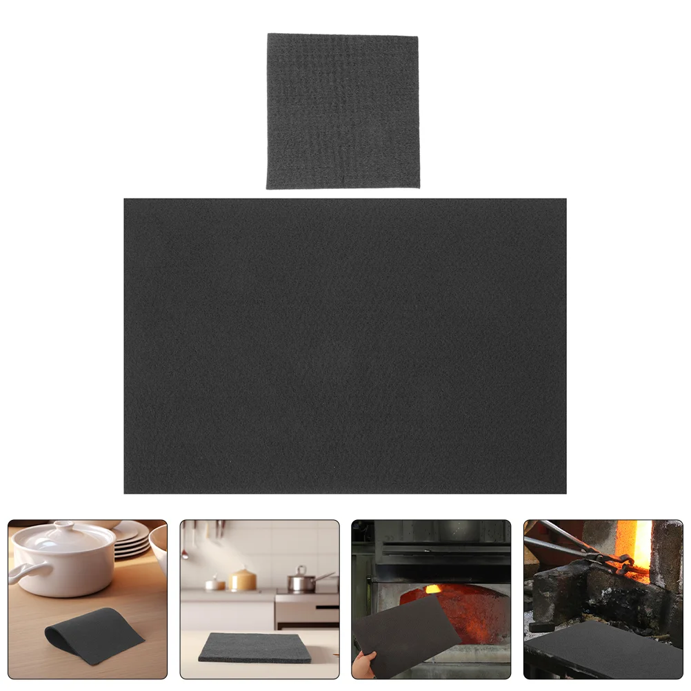 2 Sheets Graphite Carbon Felt Welding Heat Shield Thicken Fire Blanket Camping Fiber Mat