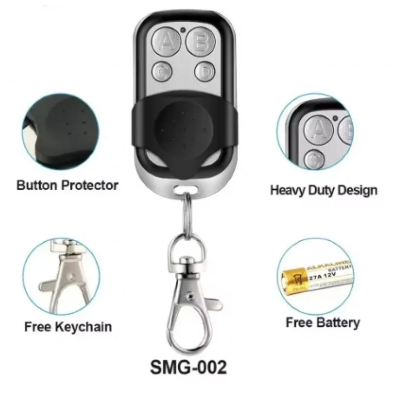 433Mhz 4Button Abcd/Lock Unlock Remote Control Metal Push Button Transmitter Universal 4 Buttons Garage Door Opener Remote