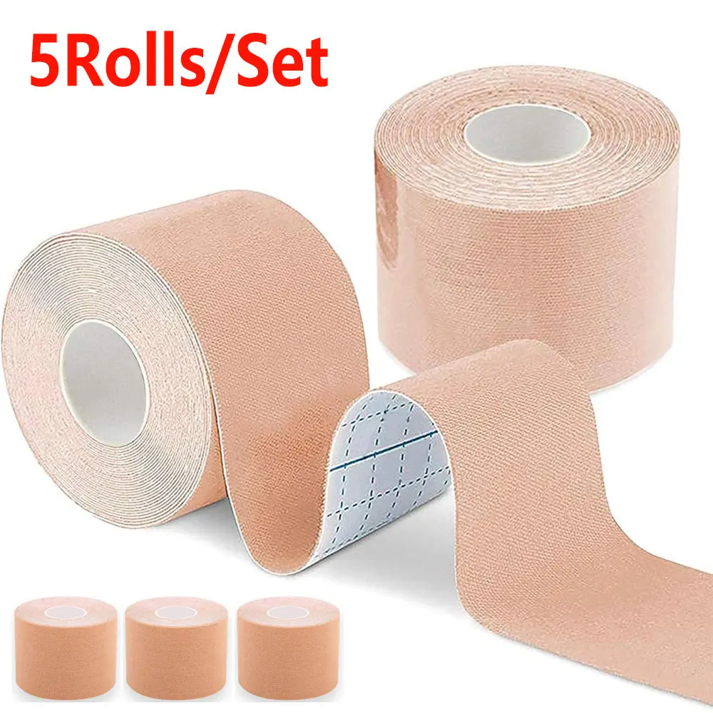 5 Rollen/Set Kinesiologie-Tape, 5 cm x 5 m wasserdichtes Sporttape, ungeschnittenes Kinetik-Tape, elastisches Muskel-Tape, Sporttape, Knie-Tape