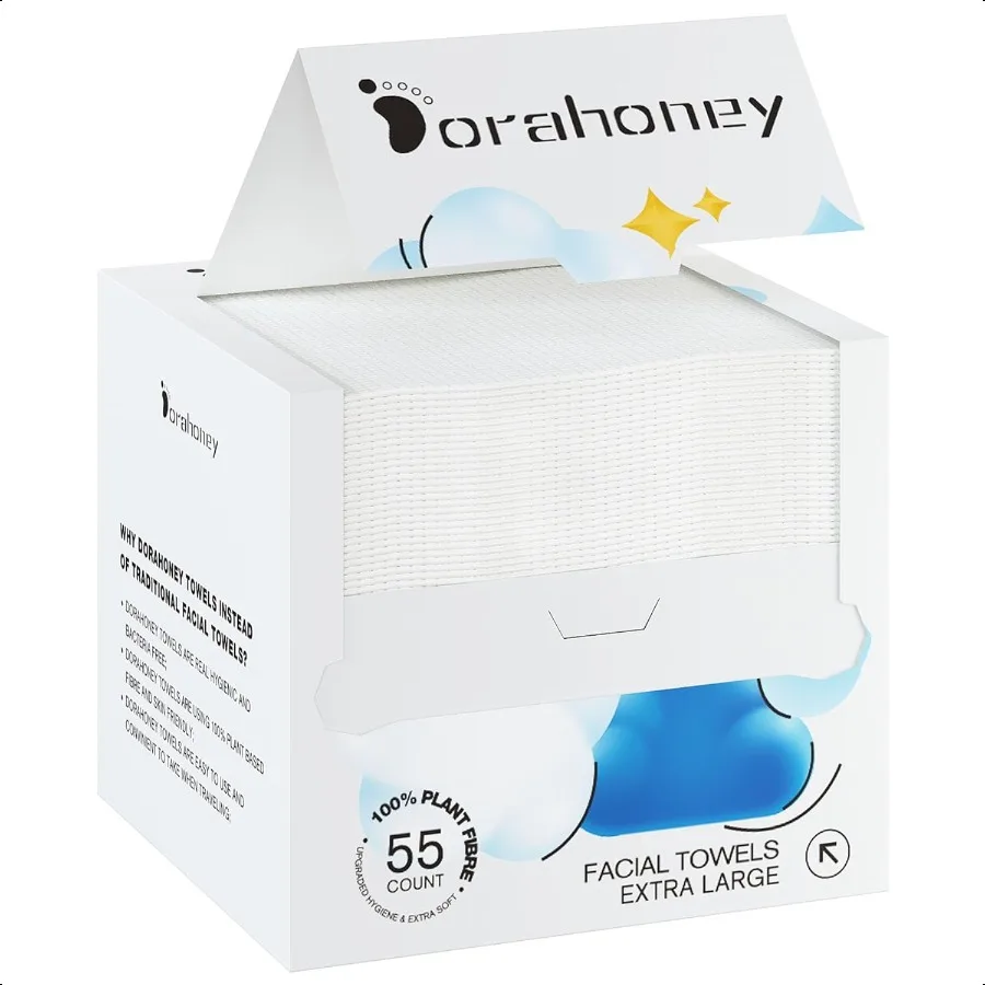 مناشف الوجه 12 × 12 مناشف وجه كبيرة جدًا، مناشف وجه فائقة النعومة للبشرة الحساسة ومزيل المكياج مناديل جافة 55 عدد 1