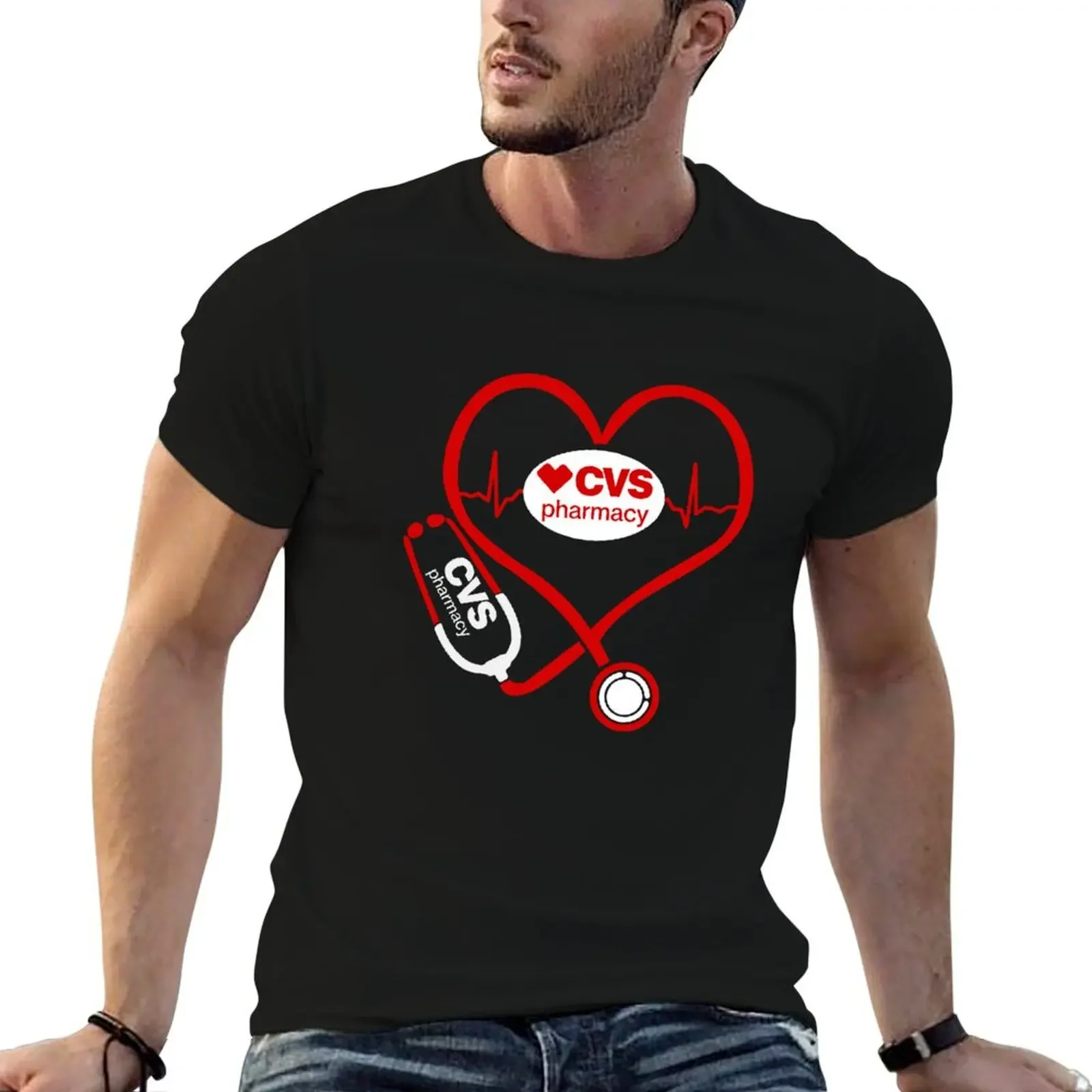 

Cvs Pharmacy Nurse Stethoscope Love Heartbeat T Shirt T-Shirt cotton graphic tees vintage clothes anime stuff mens t shirts pack