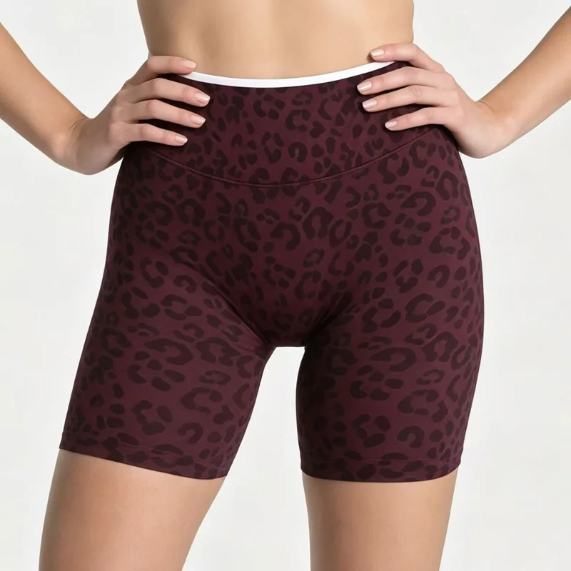 Sculpt Scrunch Leopard Print Shorts Stretch Women Seamless Squat Proof Athletic Running Yoga Gym Biker Workout Fitness Shorts