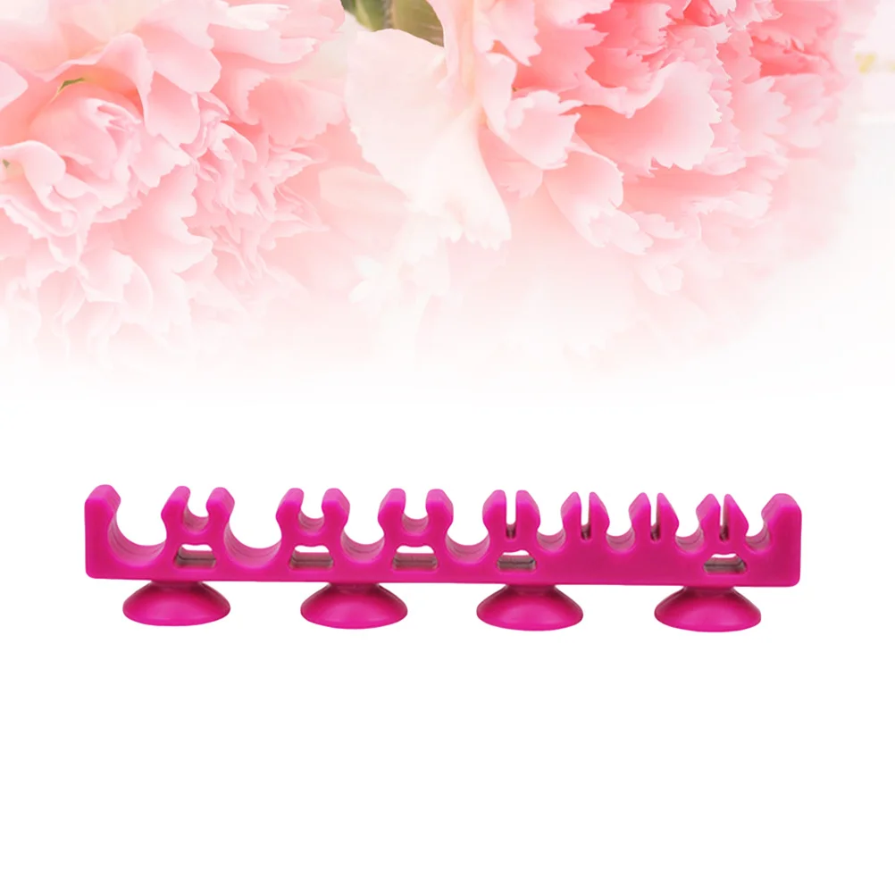 

Portable Silicone Makeup Brush Holder with 4 Suction Cup Makeup Brush Organizer Drying Brush Rack Beauty Tool(Rose Red)
