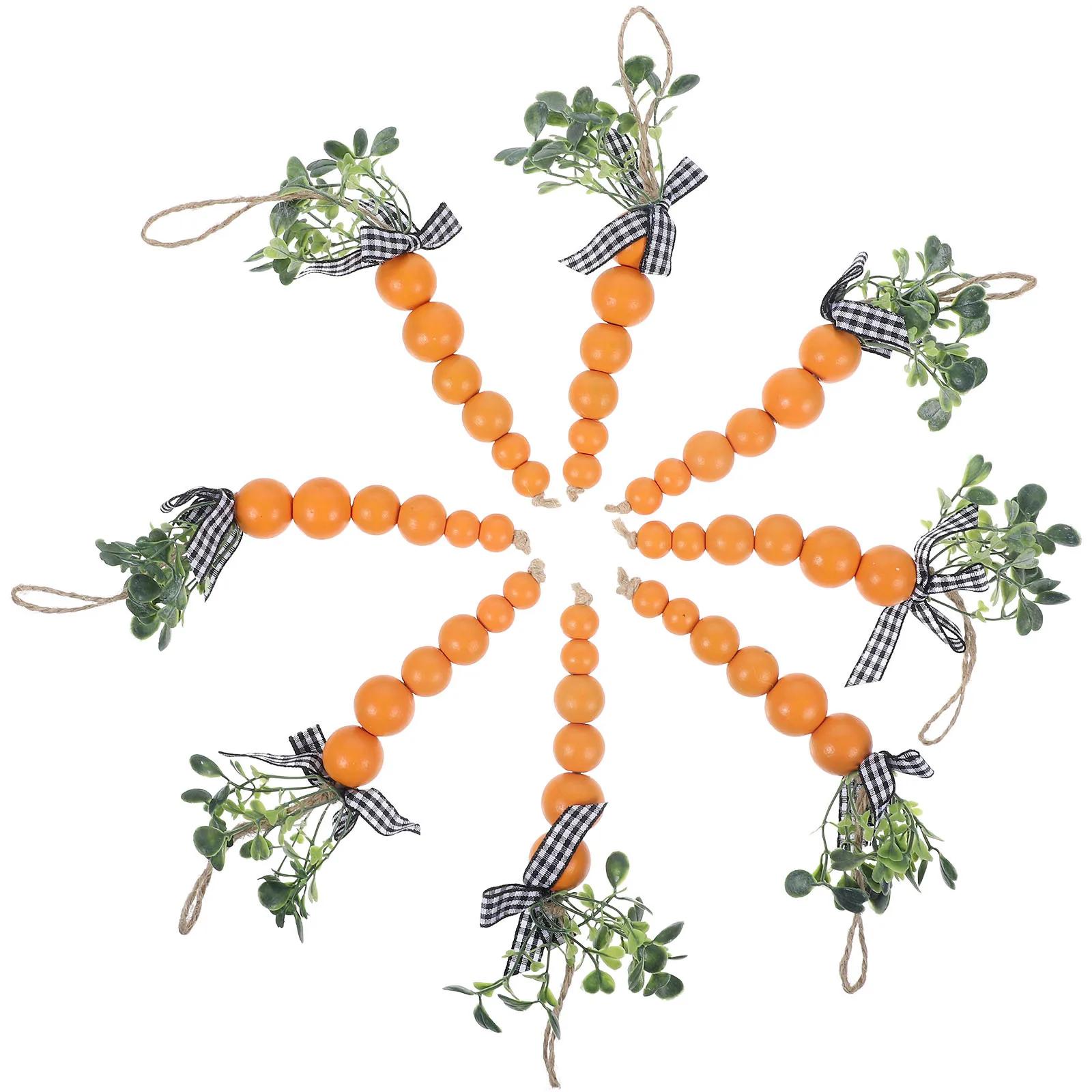 

8Pcs Easter Carrot Wood Bead Pendant Rustic Hanging Decoration for Farmhouse Home Party Wall Door Tiered Tray Spring Ornaments