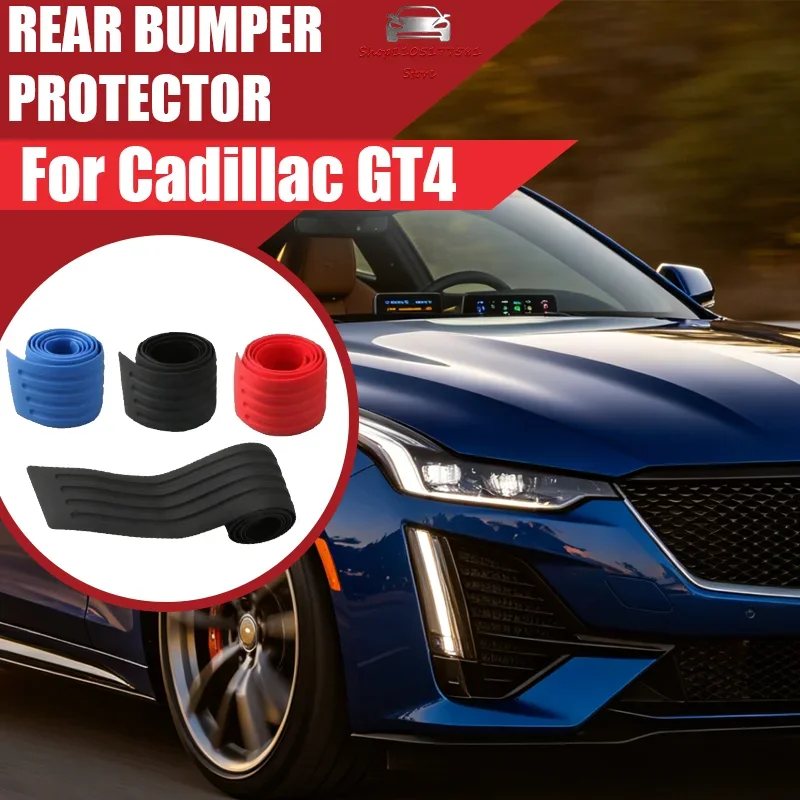 

Car trunk door sill plate protector anti-scratch rear bumper guard rubber insert liner trim for Cadillac GT4