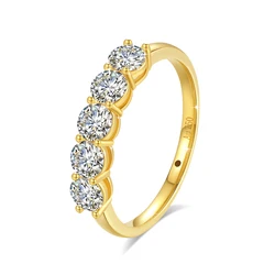 Szjinao 100% Pure K Gold Ring 18k Women 5 Stone Moissanite With Certificate Wedding Band Diamond Jewelry Female Gift Wholesale