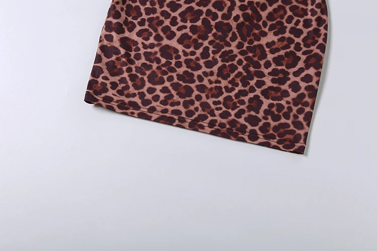 Weird Puss Hottie Hollow Kleid Damen Sexy Leopardenmuster Cheongsam Knopfleiste Ärmellos Modetrend Street Club Pfirsichfarbener Hüftbetonter Bodycon – Detail 9