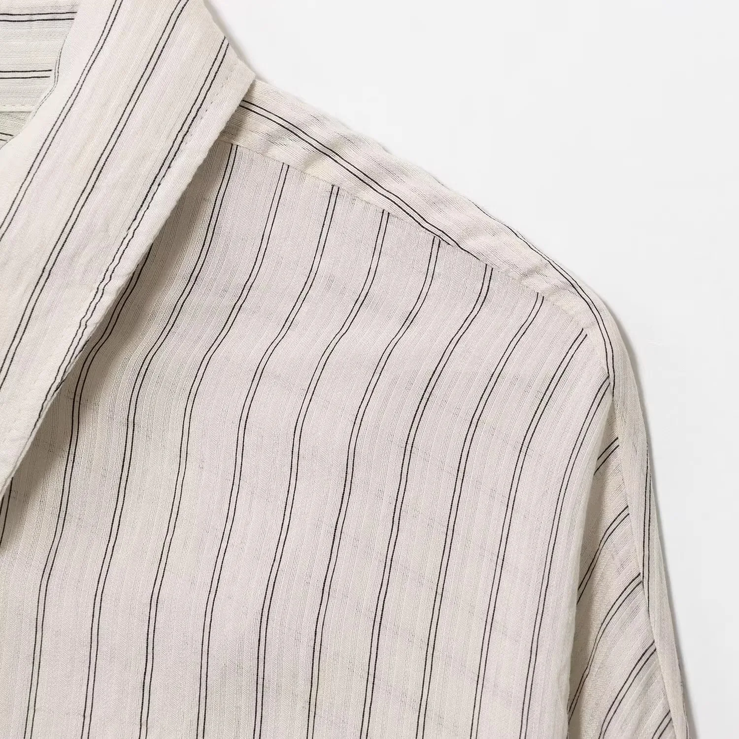 

Faionable Striped Long Sve irt Turn-down Collar Loose Fit Polyester Fiber Women's Autumn New Sle JNLEAOG 9479077