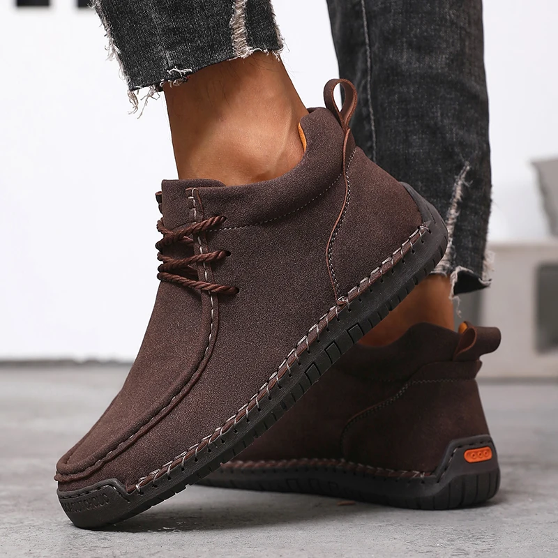 

Коричневые туфли 2025 года. Мужские дизайнерские элегантные ботильоны на платформе. Женская спортивная обувь босиком. Удобные короткие ботинки осень и зима.