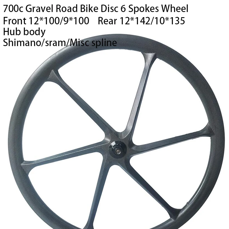 6 Spoke Carbon Wheels 700c Gravel Carbon Wheel Road 6 Spokes Bike Six Spokes Light Clincher Tubeless HG XDR 12s Speed Disc