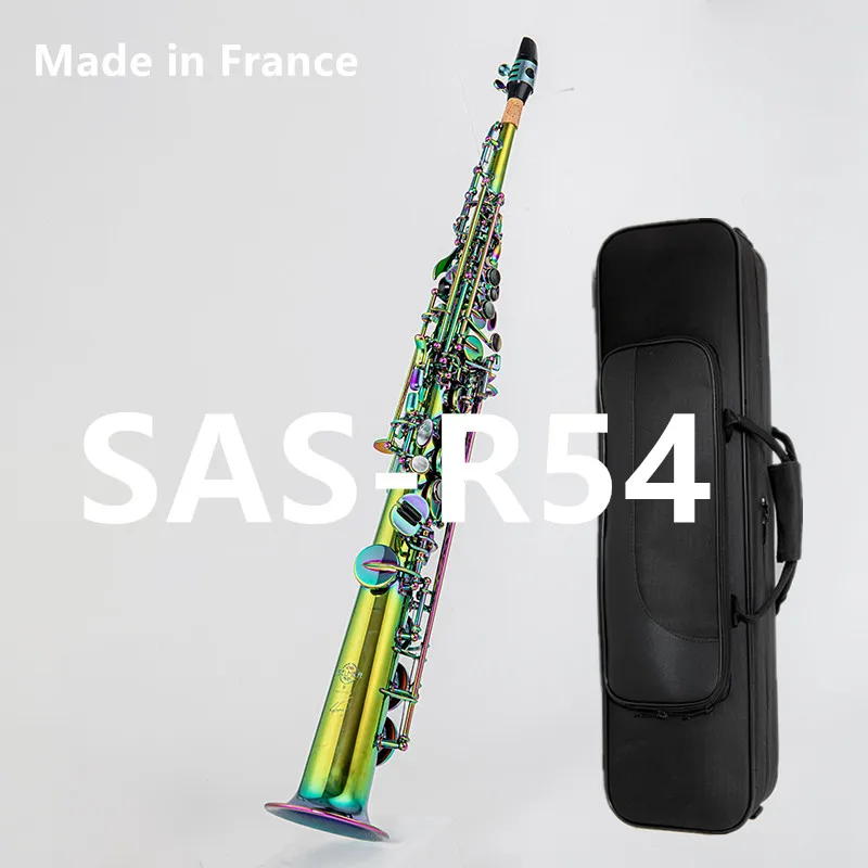 High-quality Professional Soprano Saxophone, Bb Key SAS-R54, Colorful Finish, Comes with Case and Accessories, for Professional