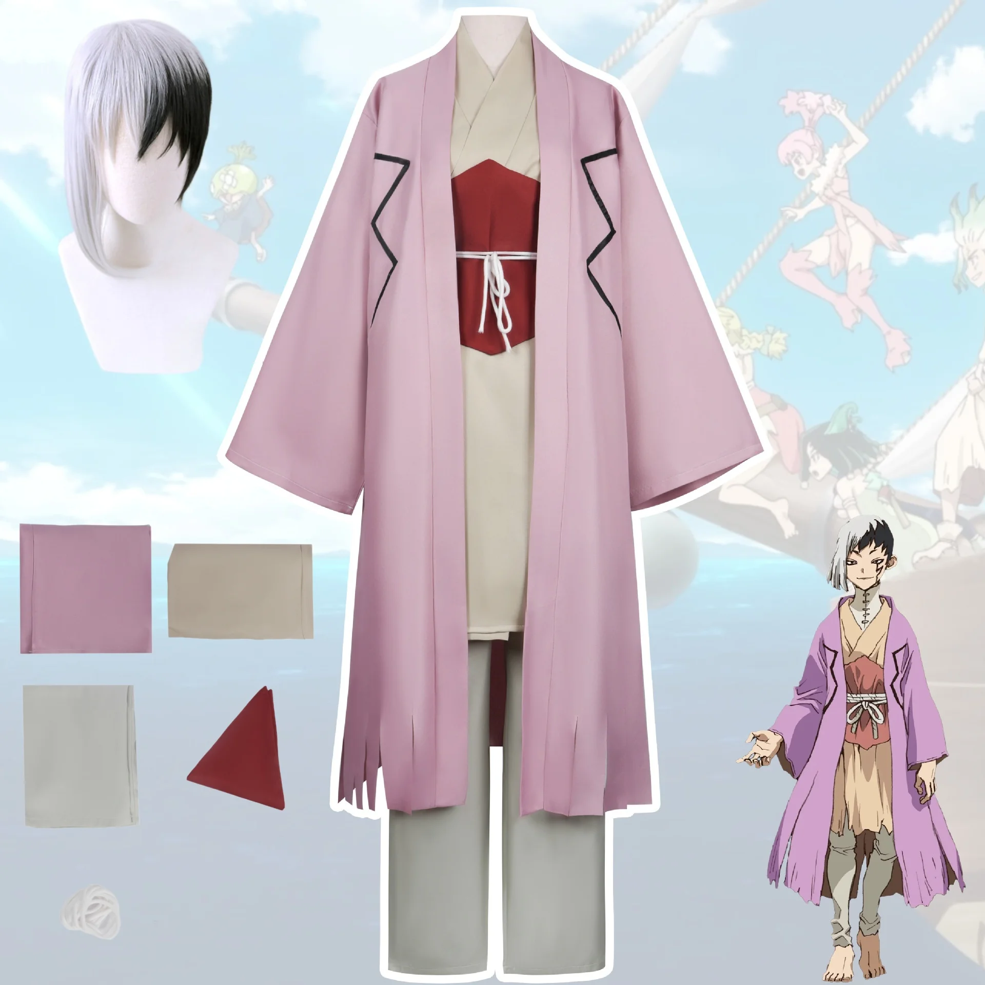 

Shallow Mist Illusion Cosplay Costume with Wig, Unisex Anime Role-Playing Attire for Parties and Carnivals