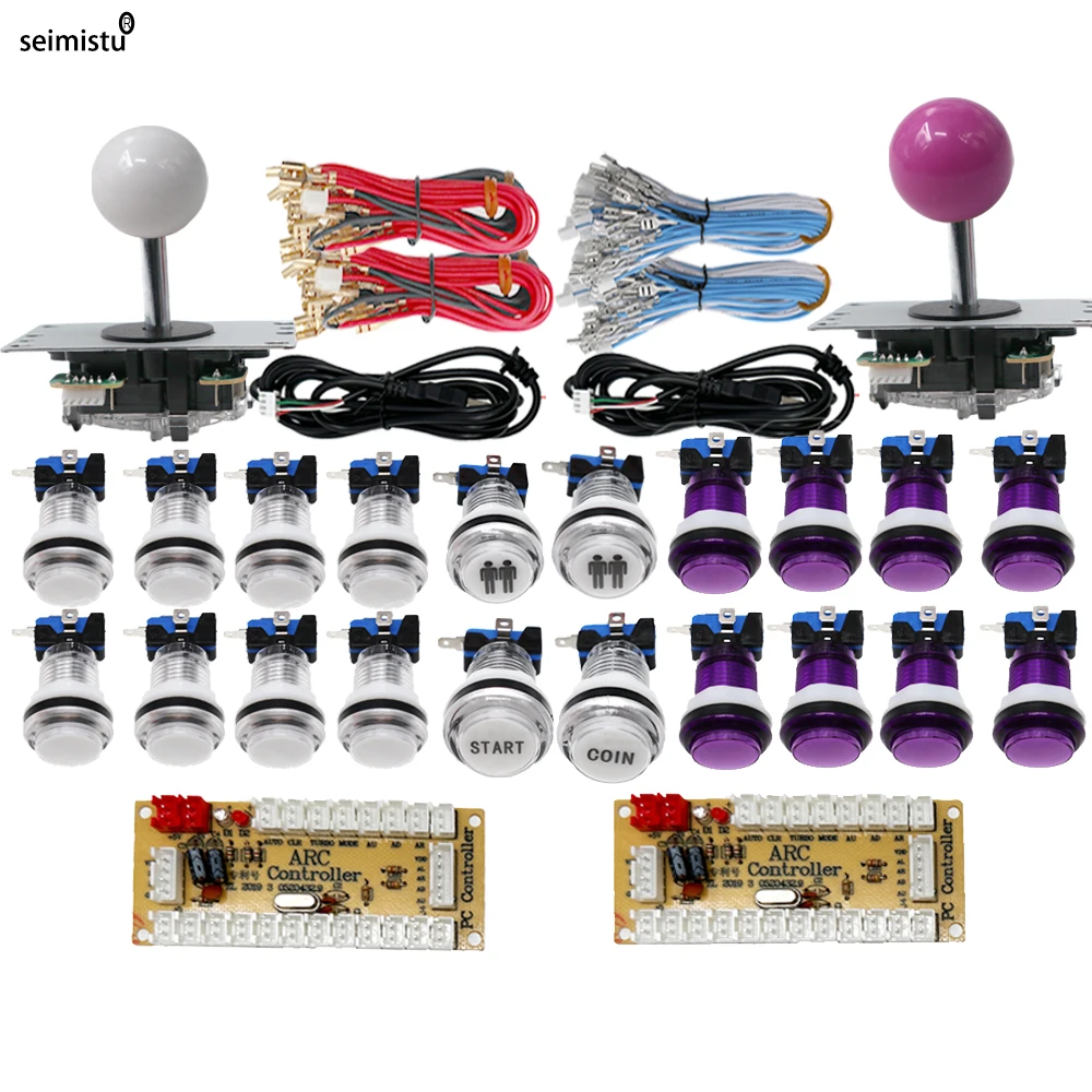 DIY PC Raspberry Pi Arcade joystick Game Kit Met LED Drukknop Amerikaanse Stijl Joystick USB Encoder Kabels Mame 2-spelers - afbeelding 1