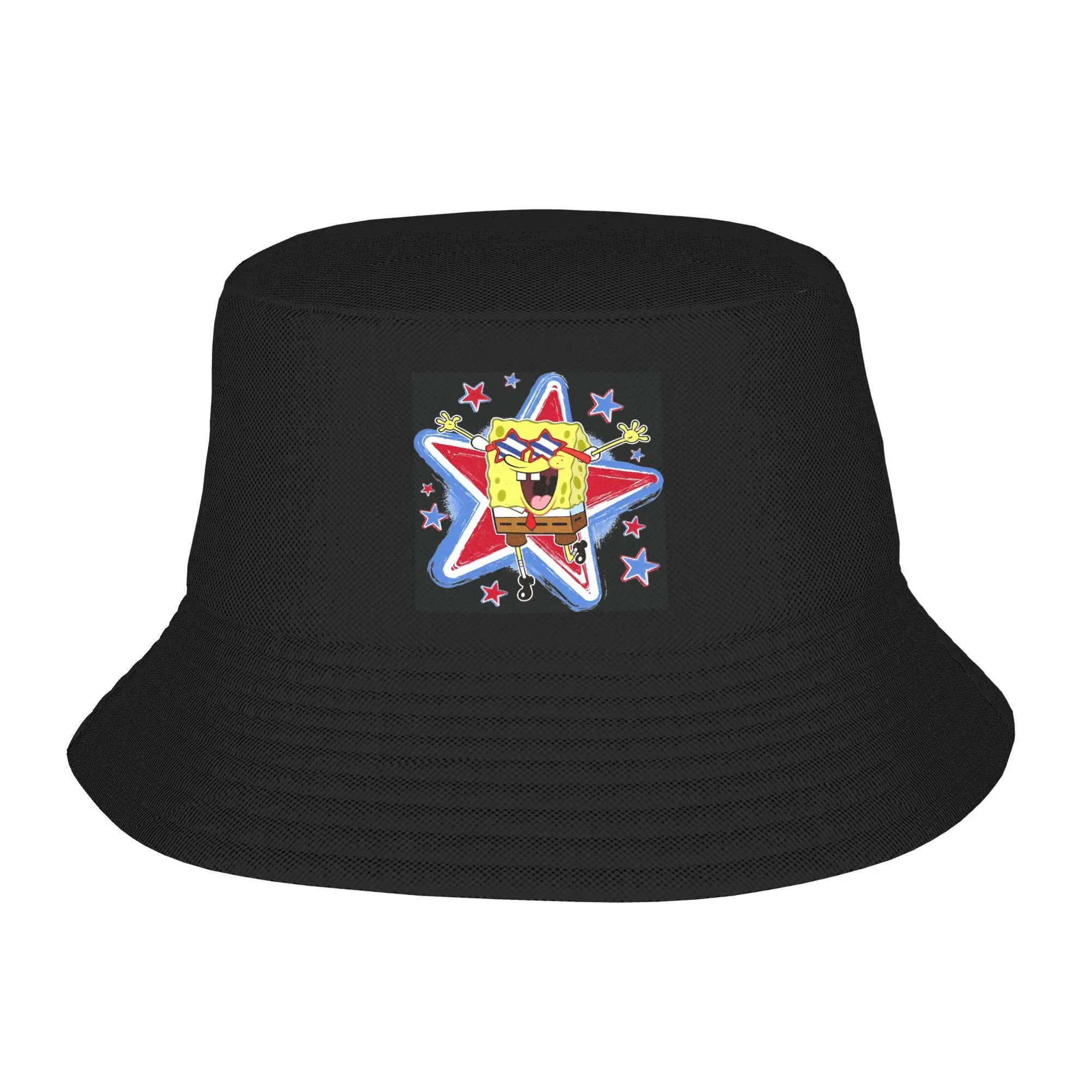 Spongebobs Bucket Hat For Men Women 4th Of July Fisherman Hats Casual Beach Travel Caps Soft Fold Street Style Design Sun Hats