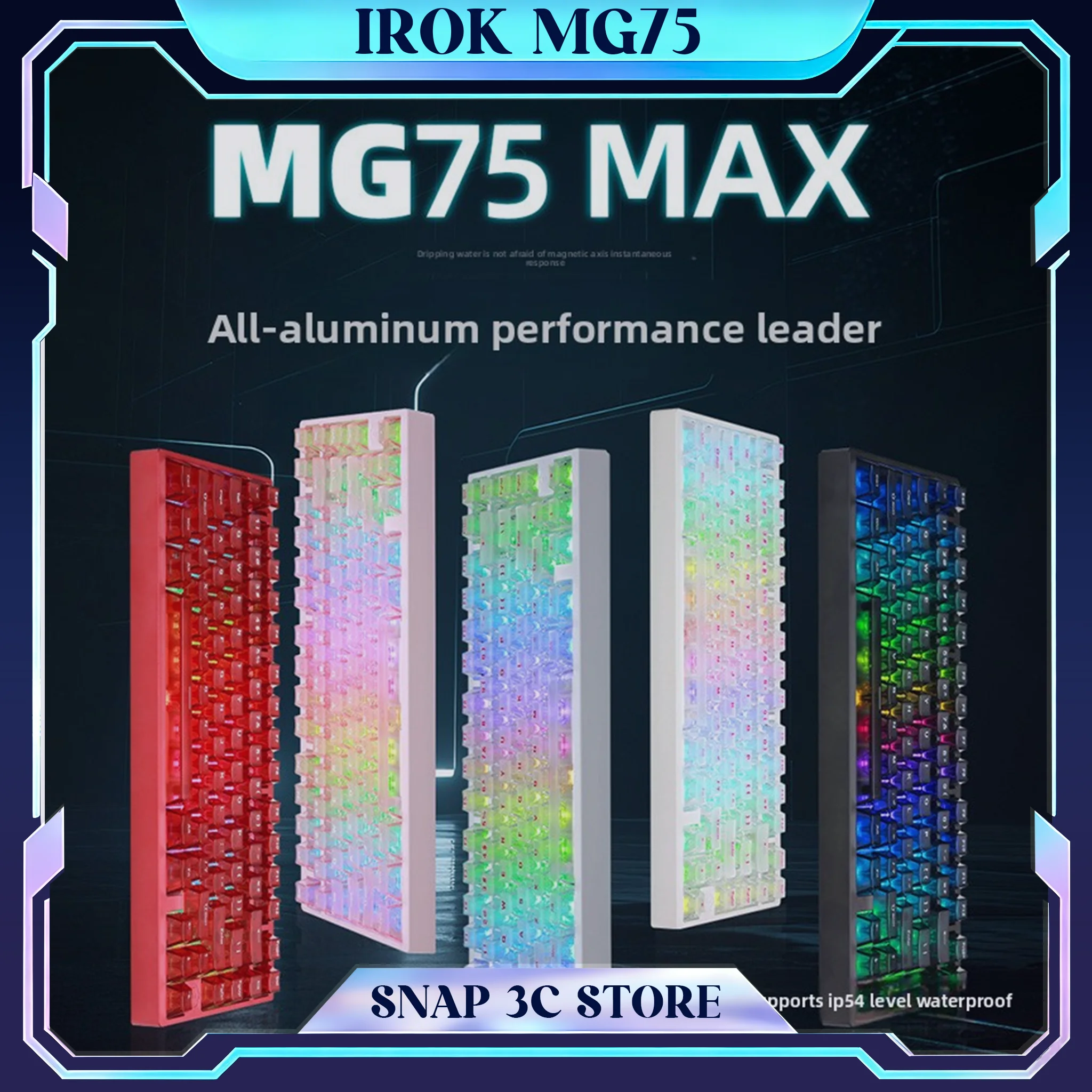 IROK MG75 CNC Aluminum Magnetic Switch Keyboard Gasket Waterproof Rapid Trigger 0.001mm HE Gaming Keyboard RGB Quick Release