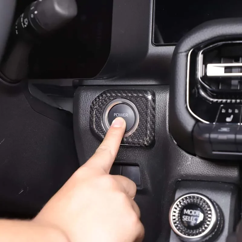 1Pcs Real Carbon Fiber For Toyota Land Cruiser Prado 250 LC250 2024+ Car One-click Start Button Decorative Cover Car Accessories