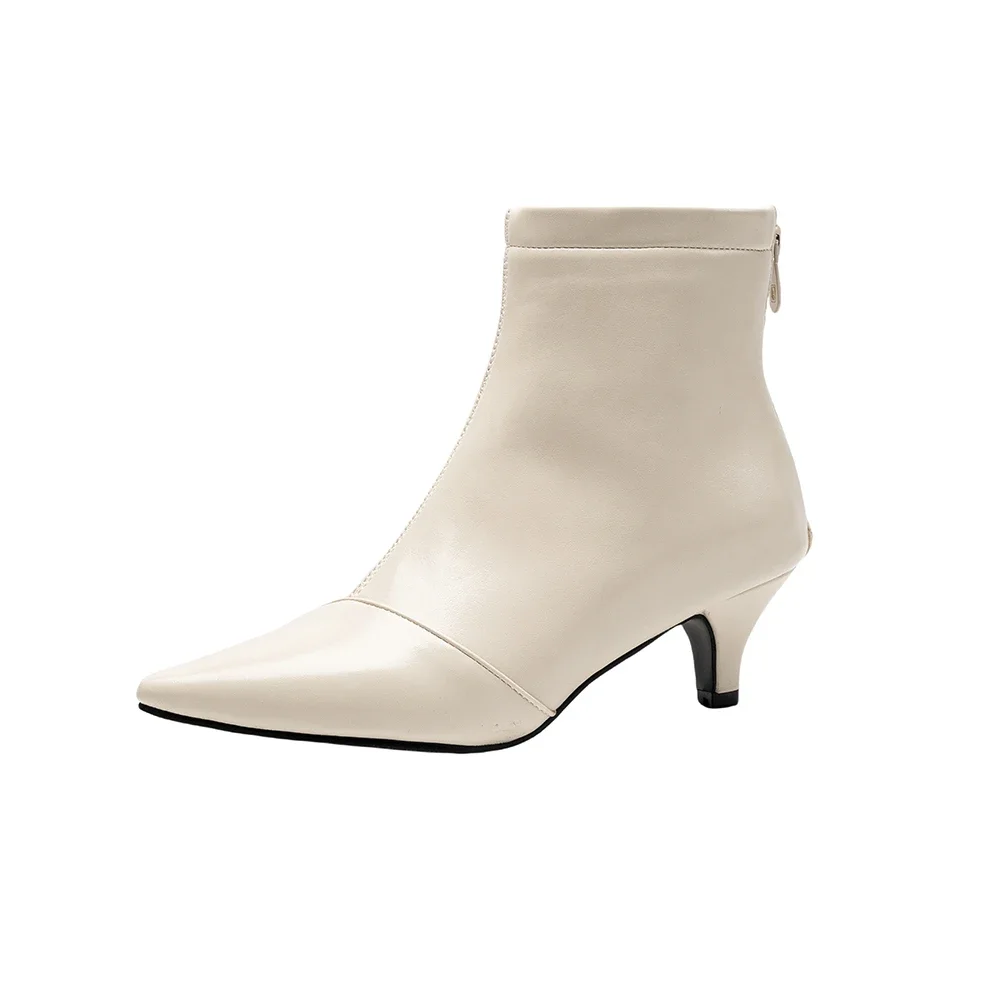 New Spring Elegant Black Brown Women Ankle Booties Pointed Toe High Heels Lady Dress Shoes Plus Small Big Size 12 32 43 46 48