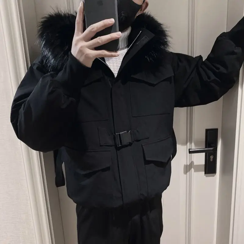

Winter Cotton Jacket Men Women Korean Style Thick Warm Hooded Short Padded Coat Loose Fit Casual Couple Outerwear Tops