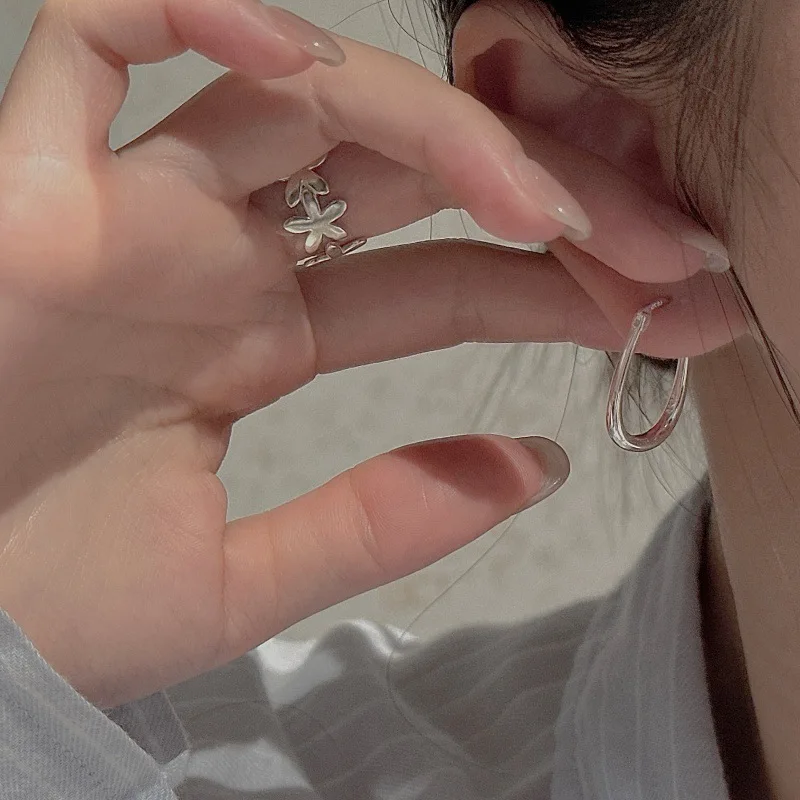 S925 Sterling Silver U Shape Earrings Retro Korean Style Minimalist Basic Unique Design Fashion Ear Jewelry For Women