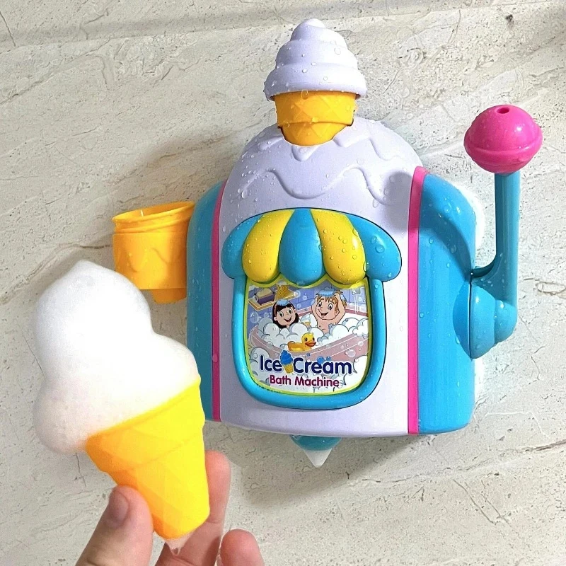 Kids Bubble Foam Machine Car Bath Toys Maker for Sensory Play Delicate Supplies with Powerful Suction Toddler Ice Cream