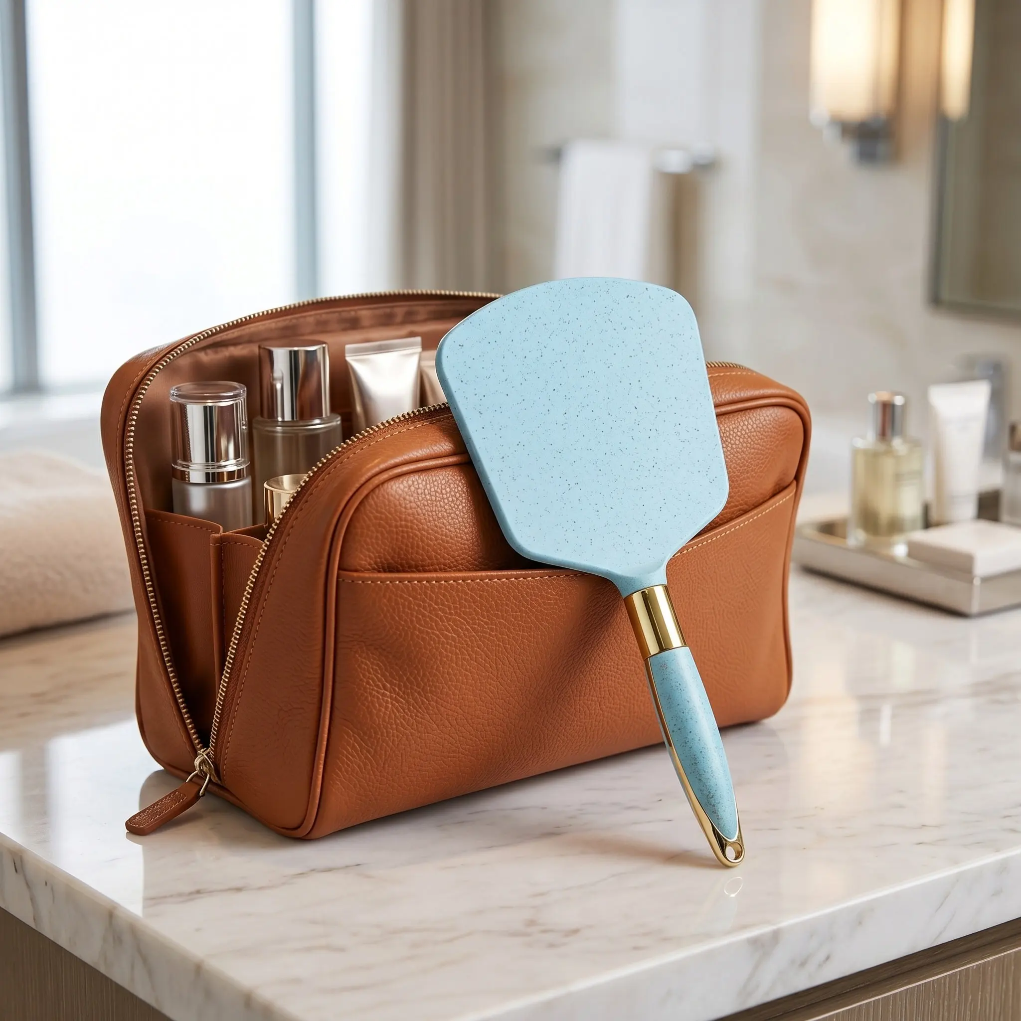 2pcs Handheld Makeup Mirror – Ergonomic Compact HD Reflective Surface, Portable Vintage Style