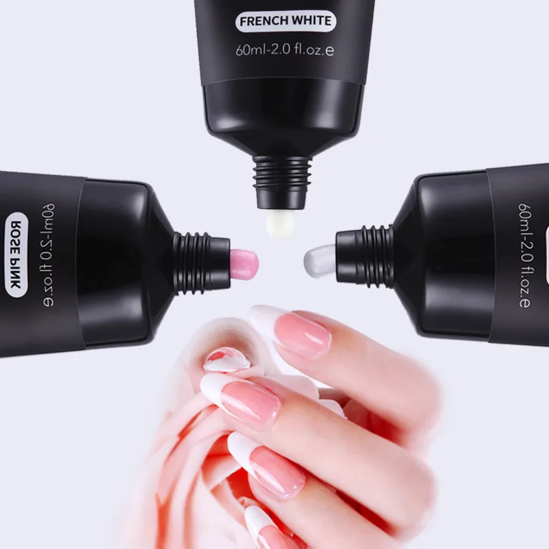 MSHARE Poligel acrílico 60ml, gel constructor UV LED para extensiones de uñas, acrílico rosa, blanco, transparente, libre de HEMA y TPO 2