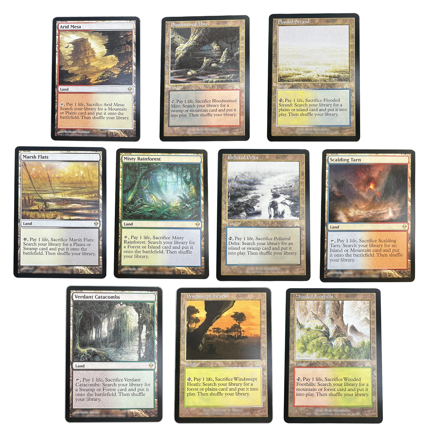 Regular Magical Proxy FETCH LANDS SET Arid Mesa ZEN Flooded Strand ONS Marsh Flats Zendikar Windswept Heath Onslaught Cards