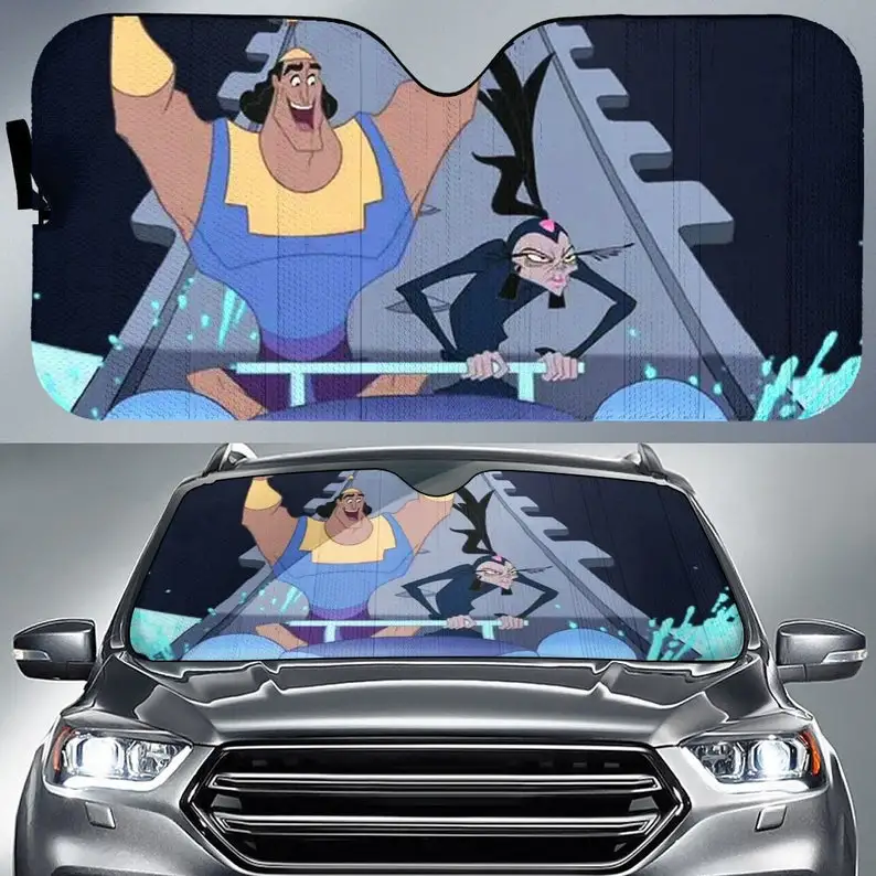 

The Emperor's New Groove Cartoon Kronk And Yzma Put Your Hands In The Air Car Auto Sun Shade auto Accessories, Sun Shade, Car Wi