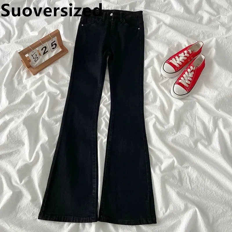 Fashion High Waist Flare Jeans Vintage Stretch Women Denim Pants Streetwear Blue Slim Bell-bottoms Spring Fall Korean Vaqueros