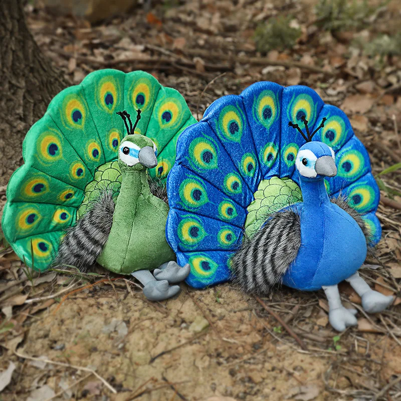 25cm Bicolor Lebensechte Pfau Stofftier Spielzeug Simulation Schöne Vogel Plüsch Puppen Für Kinder Girsl Weihnachten/Geburtstag Geschenke