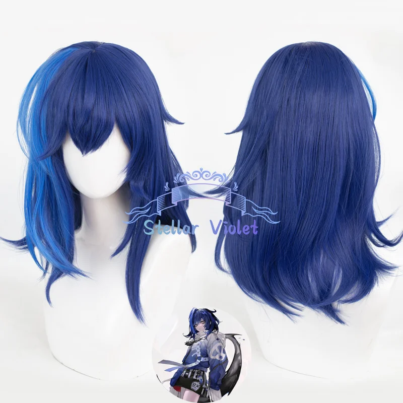 

Game Path To Nowhere Crache Cosplay Wig Blue Mixed 50cm Long Heat Resistant Synthetic Hair Halloween Anime Party Wigs + Wig Cap
