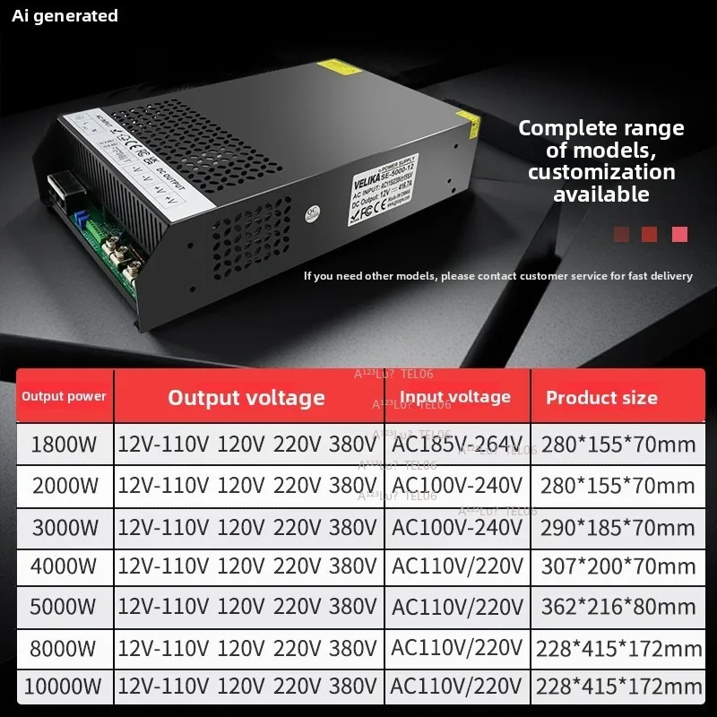AC220V to DC24V 36V 48V 60V 72V 2000W-5000W Power Supply Distribution Box Converter