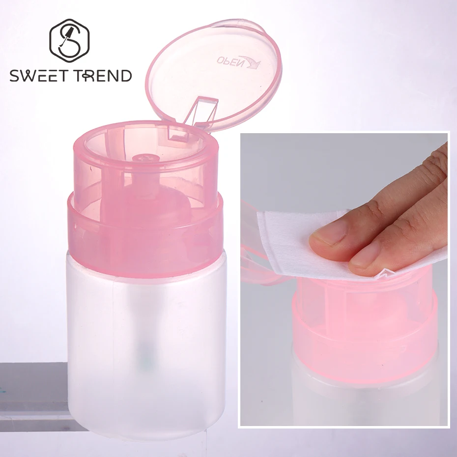 100/200ml Empty Press Pump Dispenser Plastic Lockable Leak-proof Nails Polish Remover Pressed Bottle Makeup Tools Liquid Storage