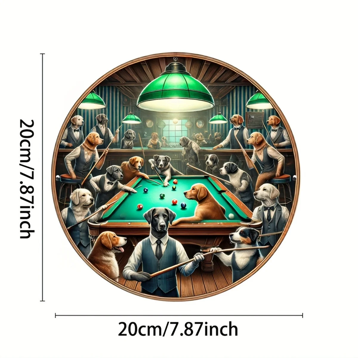 1pc Charming Dog Pool Billiards Metal Sign - Aluminum Foil Engraved Wall Art for Home, Kitchen, Restaurant, Bedroom, Garden, Bat