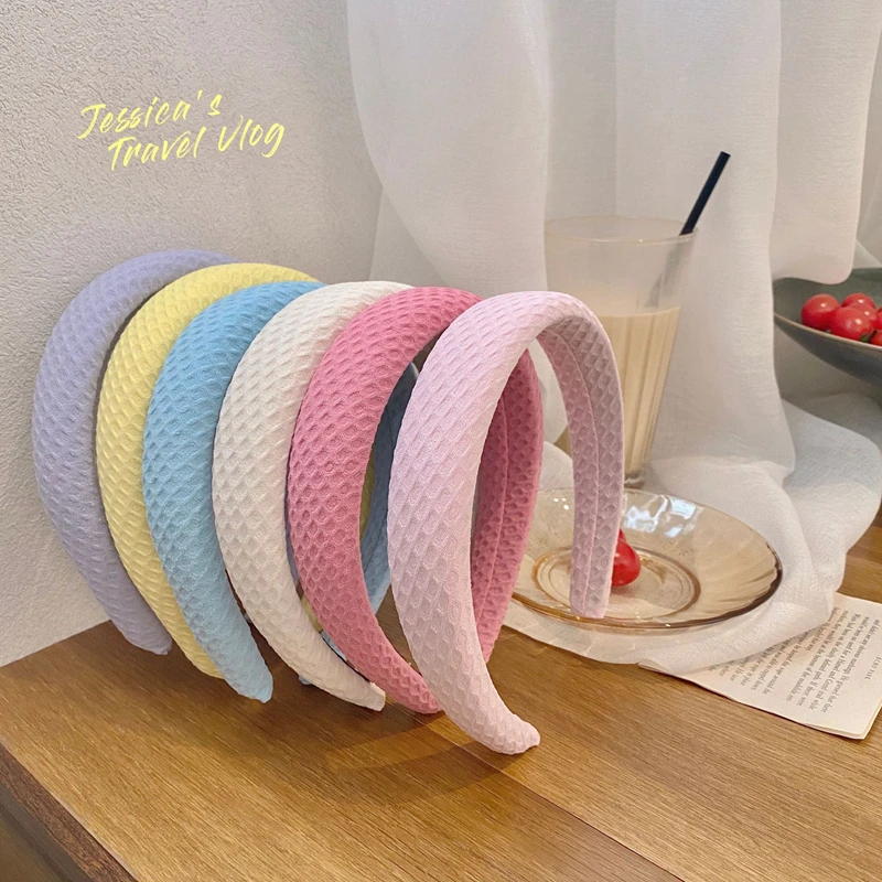 Sweet Sponge Hairbands Pink Yellow Blue White Purple Headbands for Women Hair Accessories Girls Fashion Daily Headwear