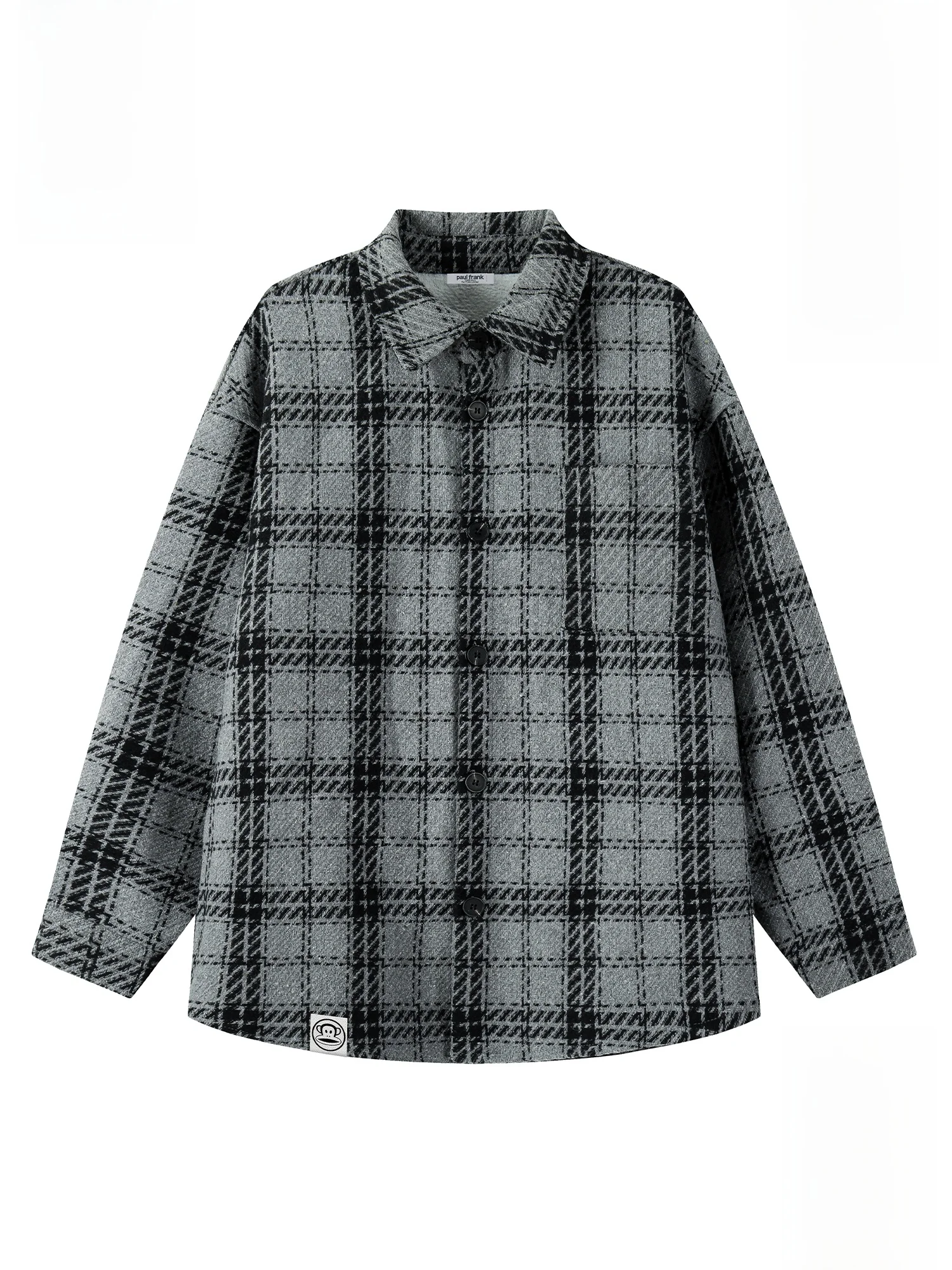 

PaulFrank Plaid Collar Thiened Cotton Casual irt Jaet for Men Winter Warm Outerwear Polyester Fiber Long Sve Coat