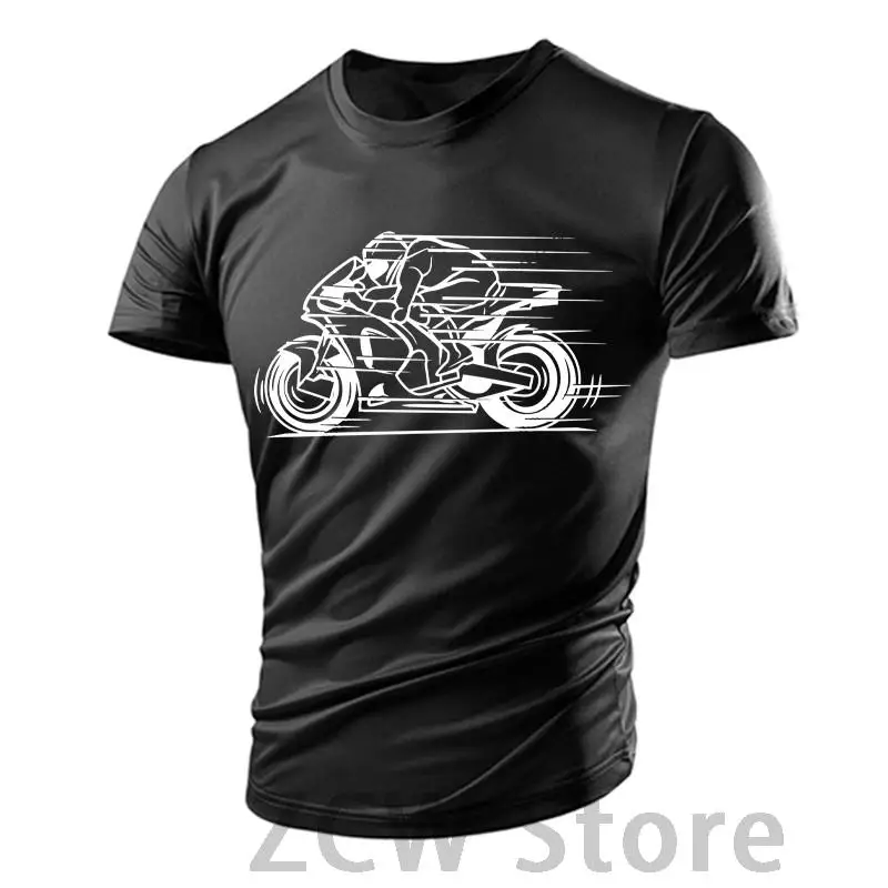 Fun Motorcycle 3d Printing Men\'s Children Street T-shirt Gym Tough Guy Running Breathable Lightweight Sports Summer Tight Tops