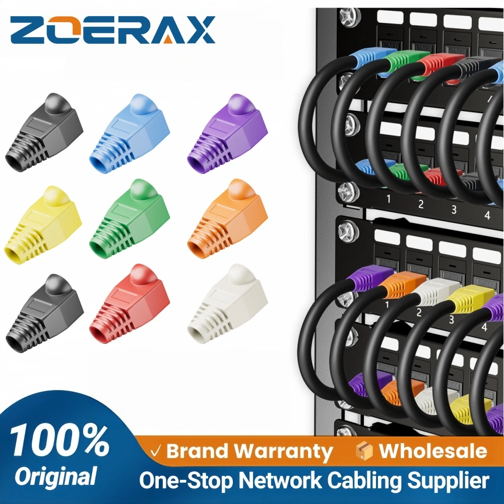 ZoeRax 100 Pack RJ45 CAT6 CAT6E CAT5 CAT5E Ethernet Network Cable Strain Relief Boots Cable Connector Plug Cover (OD 6.0mm)