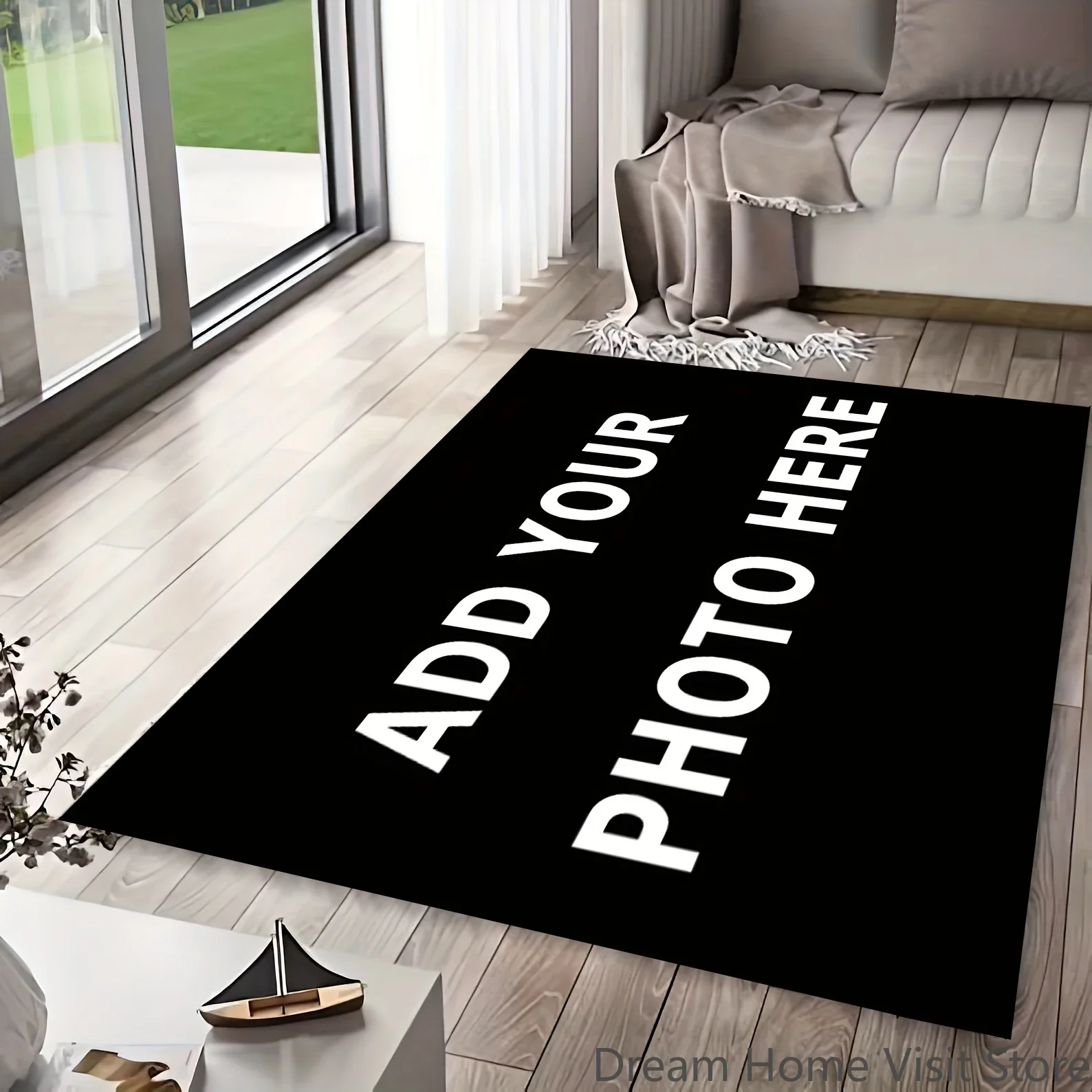 Custom Photo Text Area Mat Carpet Rug Printed Rectangle Rugs for Adult Yoga Living Room Decorative Personalized Entrance Doormat