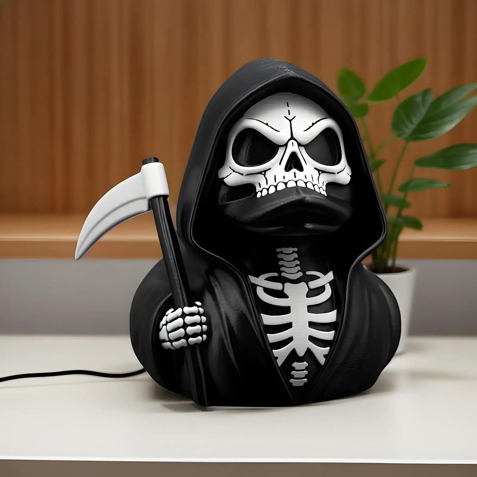 Skeleton Ducks Dashboard Holding Sickle Figurine Skeleton Ducks Collectible Ornament Gothic for Car Dashboard Bookshelf