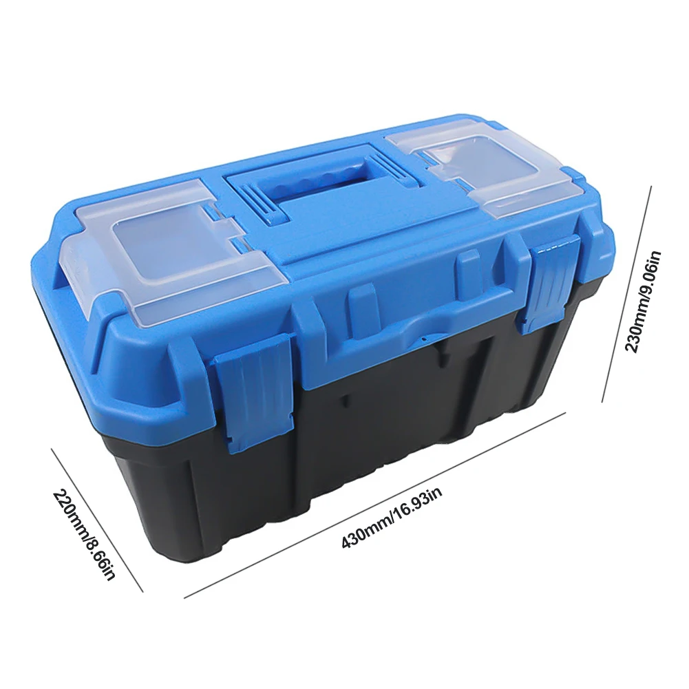 Plastic Tool Box Electrician Work Empty Toolbox Shockproof Carrying Screwdriver Tool Double Layer Toolbox Organizer with Lock