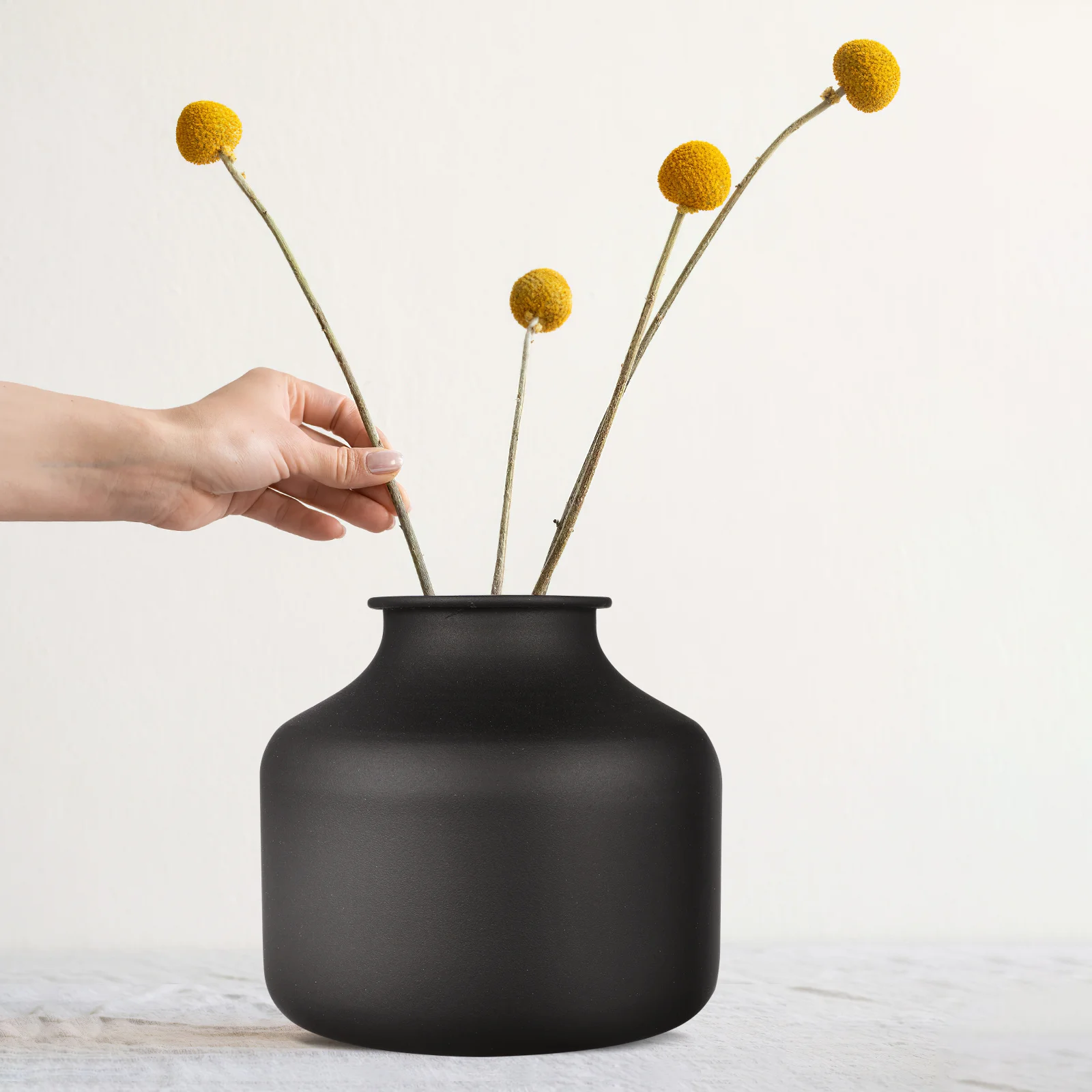 

Modern Black Vase Large Matte for Flowers Home Office Mall Decoration Stylish Non Reflective Plant Holder