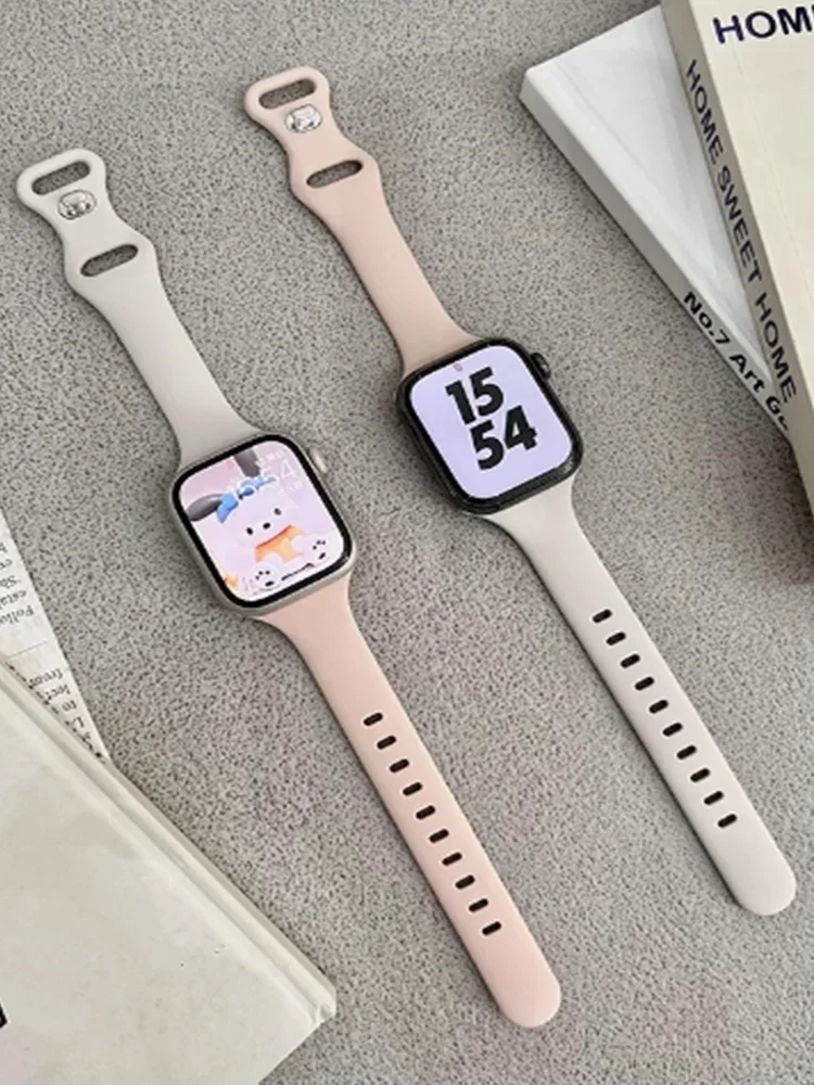 Slim Silicone Strap For Apple Watch Band 44 mm 42/46mm 45/41mm 38 40MM Bracelet iWatch Series 8 7 6 5 SE 4 3 9 10 ultra 2 3 49MM