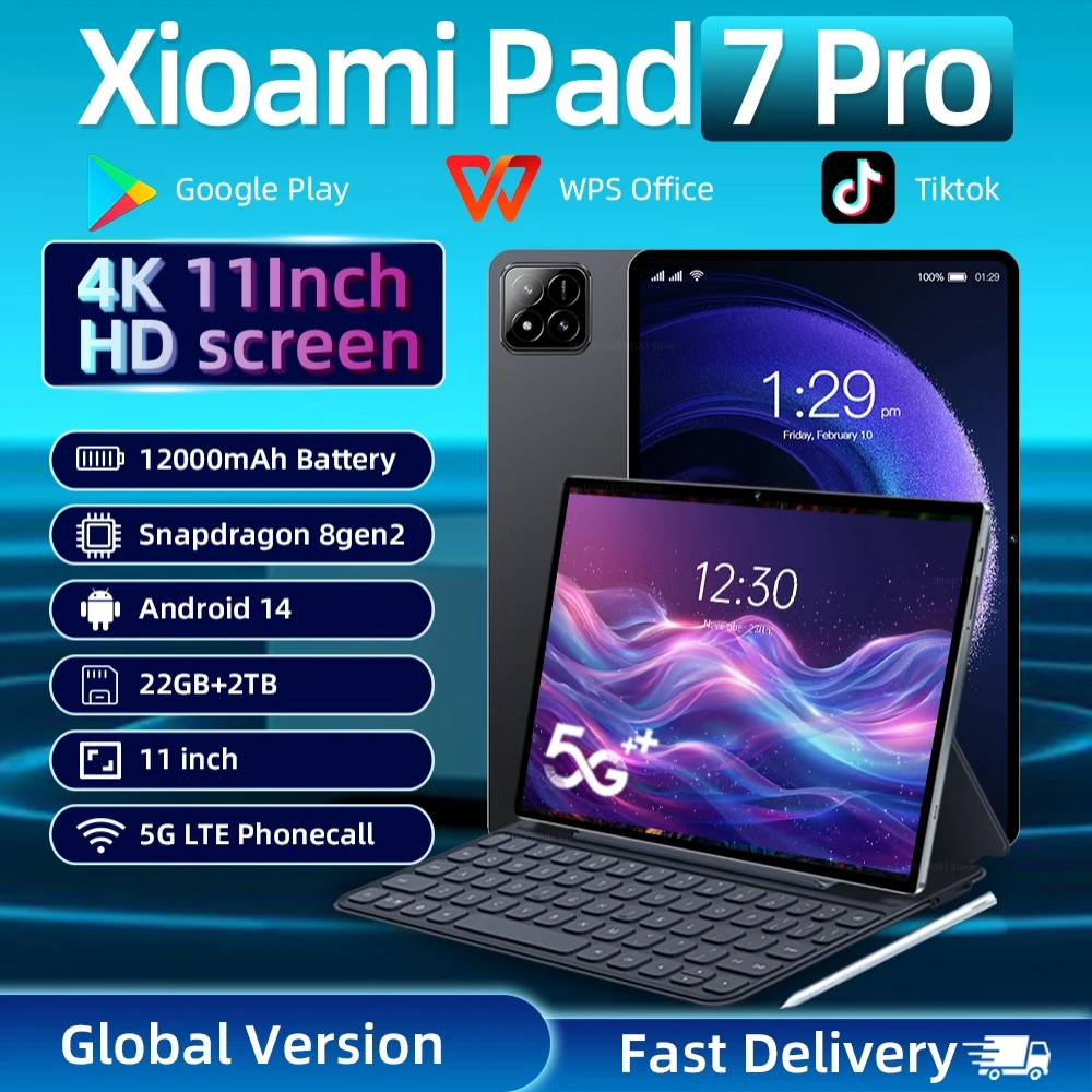 2025 Global Version Pad 7 Pro Original Tablet 11inch Snapdragon 8gen2 HD 4K  Android 14 22GB+2TB 20000mAh 5G Dual SIM WiFi GPS